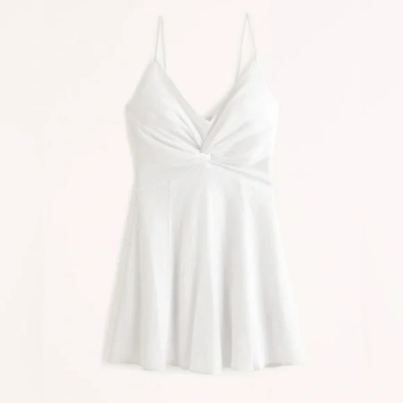 NWT Abercrombie Crinkle Textured Twist-Front Mini Dress - Picture 3 of 8